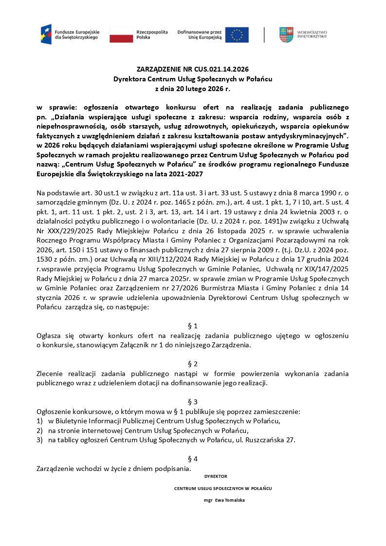 Zarządzenie o&nbsp;konkursie.