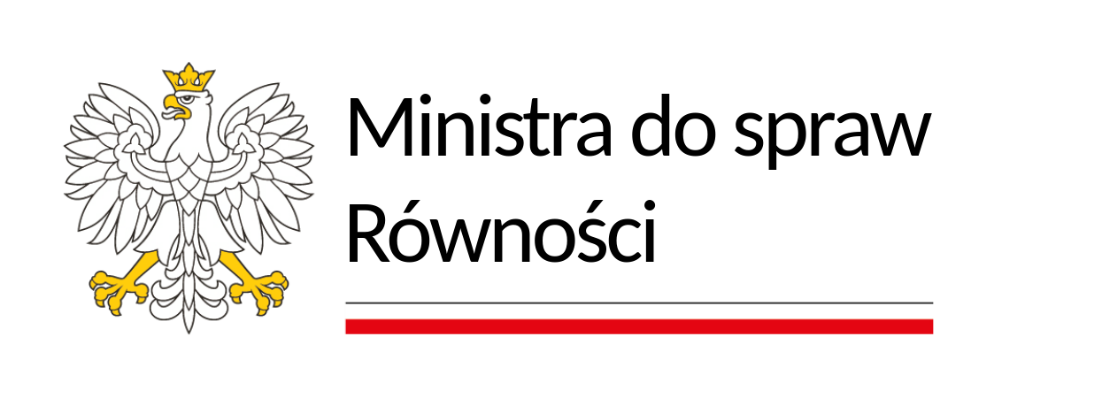 Gogło Polski na&nbsp;białym tle i&nbsp;napis MINISTRA DO SPRAW R&Oacute;WNOŚCI