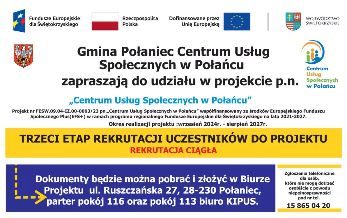 Zdjęcie do Rekrutacja ciągła w projekcie Centrum Usług Społecznych